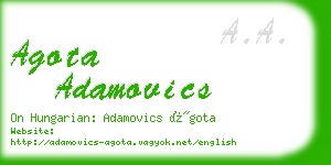 agota adamovics business card
